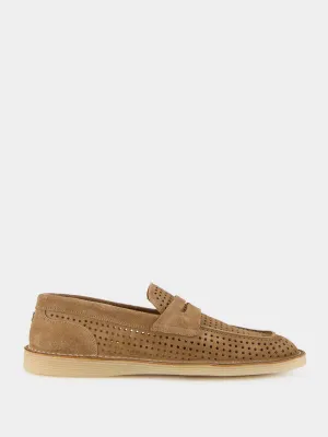 Hazelnut Perforated Calfskin Loafers