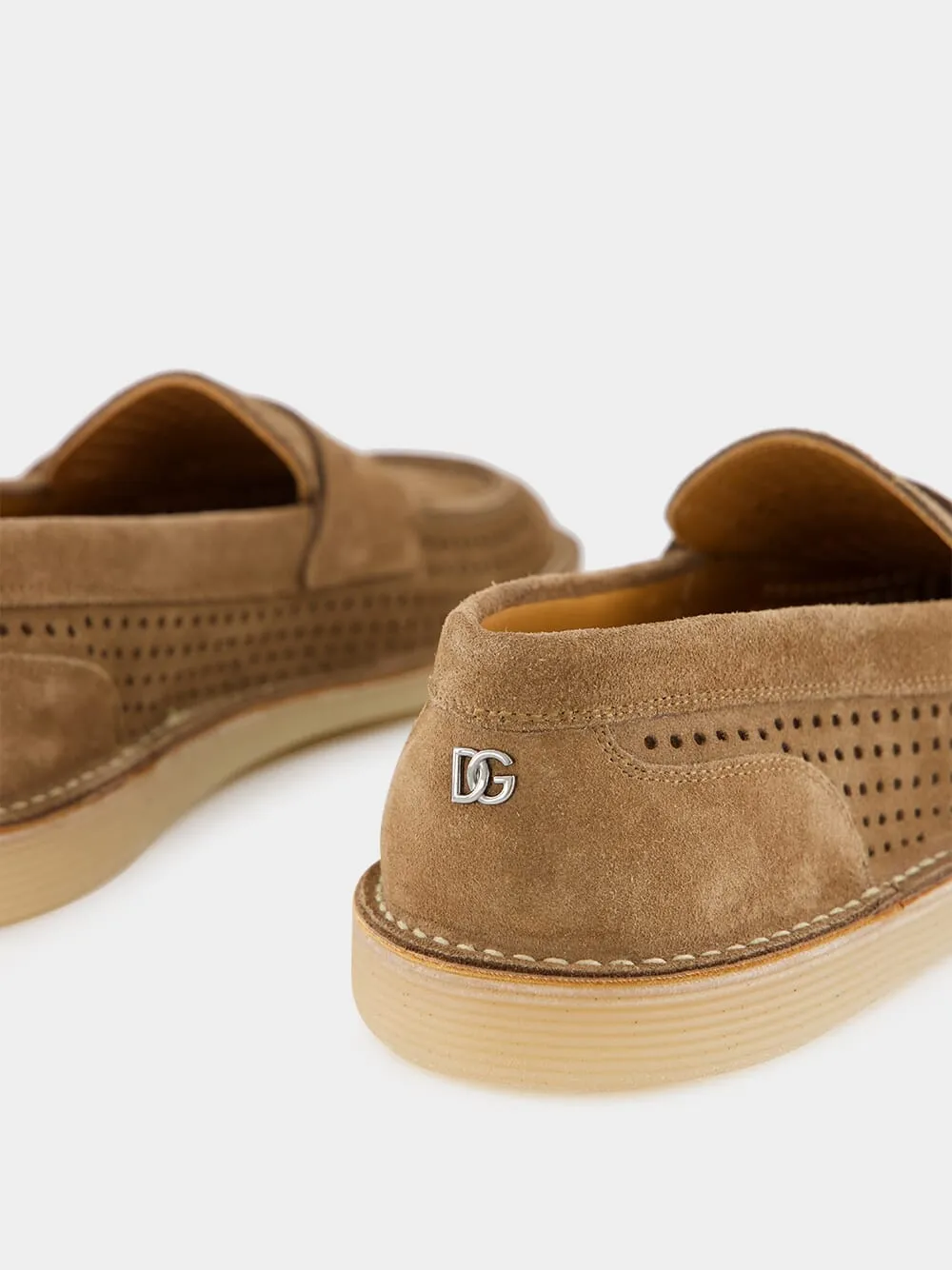 Hazelnut Perforated Calfskin Loafers