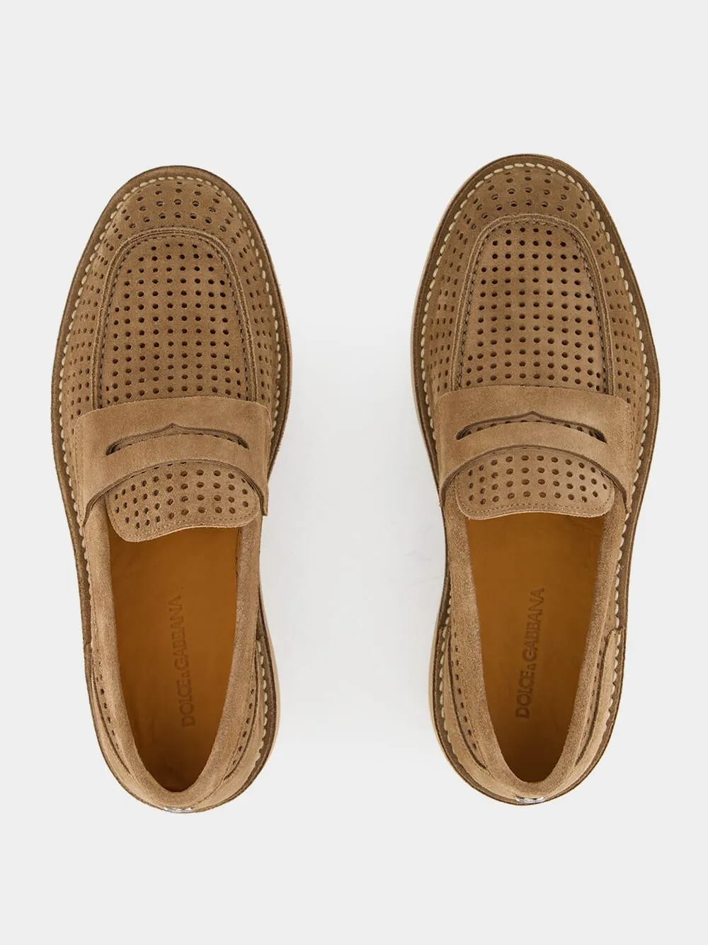 Hazelnut Perforated Calfskin Loafers