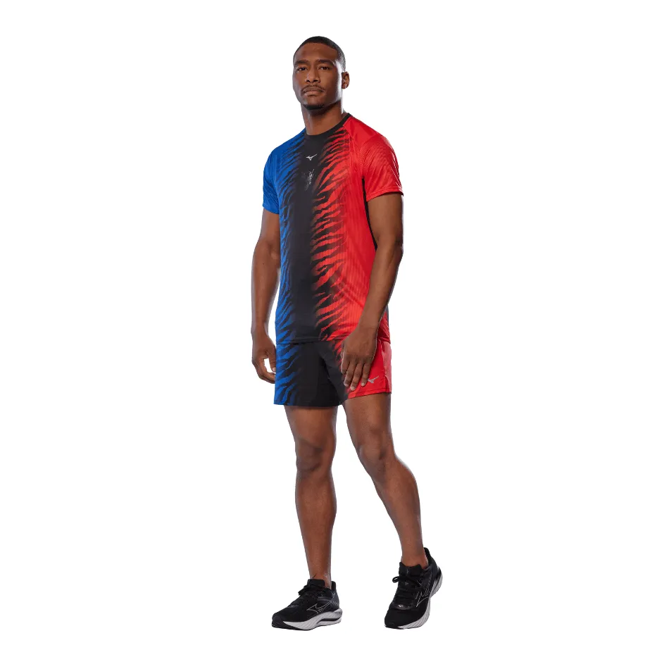 Mizuno Men's Dryaeroflow Graphic Tee in Oni Red/Oni Blue SS25