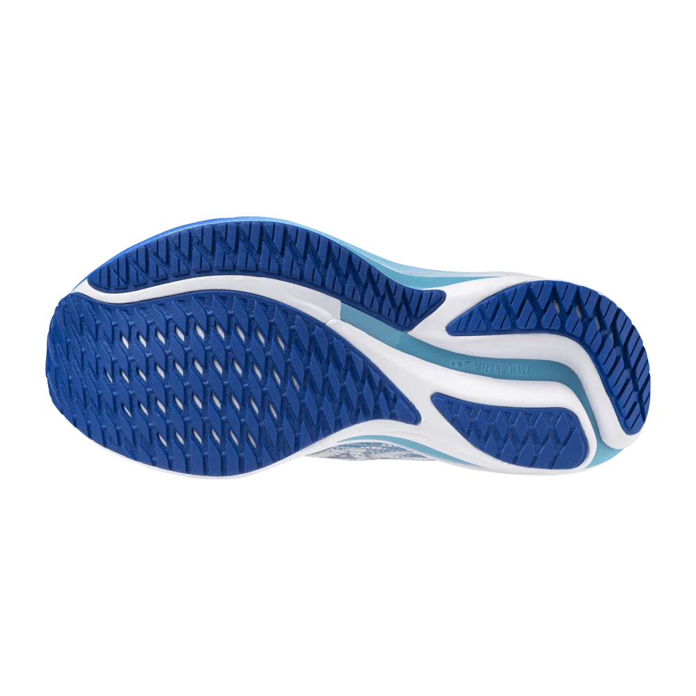Mizuno Men's Wave Rider 28 in White/Estate Blue/Mugen Blue AW24