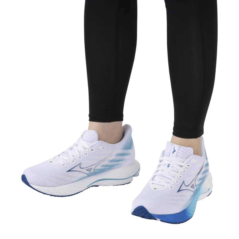 Mizuno Men's Wave Rider 28 in White/Estate Blue/Mugen Blue AW24