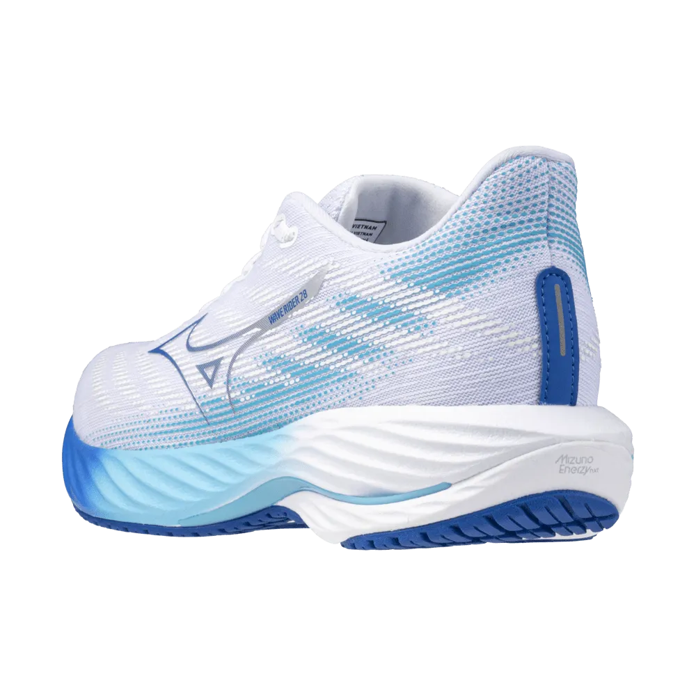 Mizuno Men's Wave Rider 28 in White/Estate Blue/Mugen Blue AW24