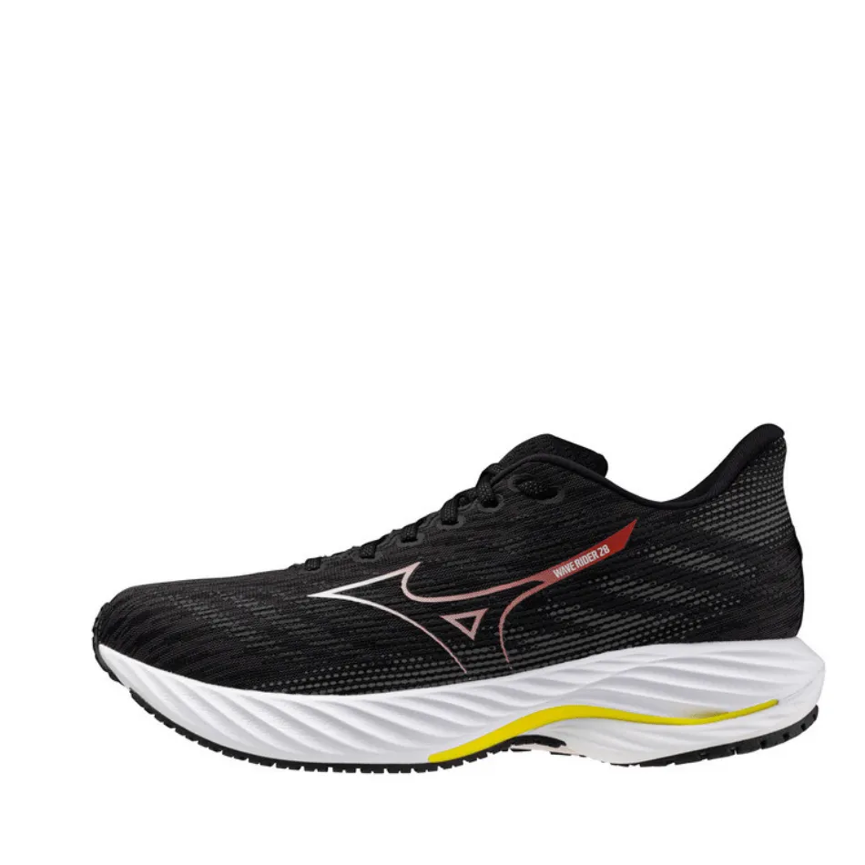 Mizuno Men's Wave Rider 28 Running Shoes in Black/White/Evening Primrose SS25