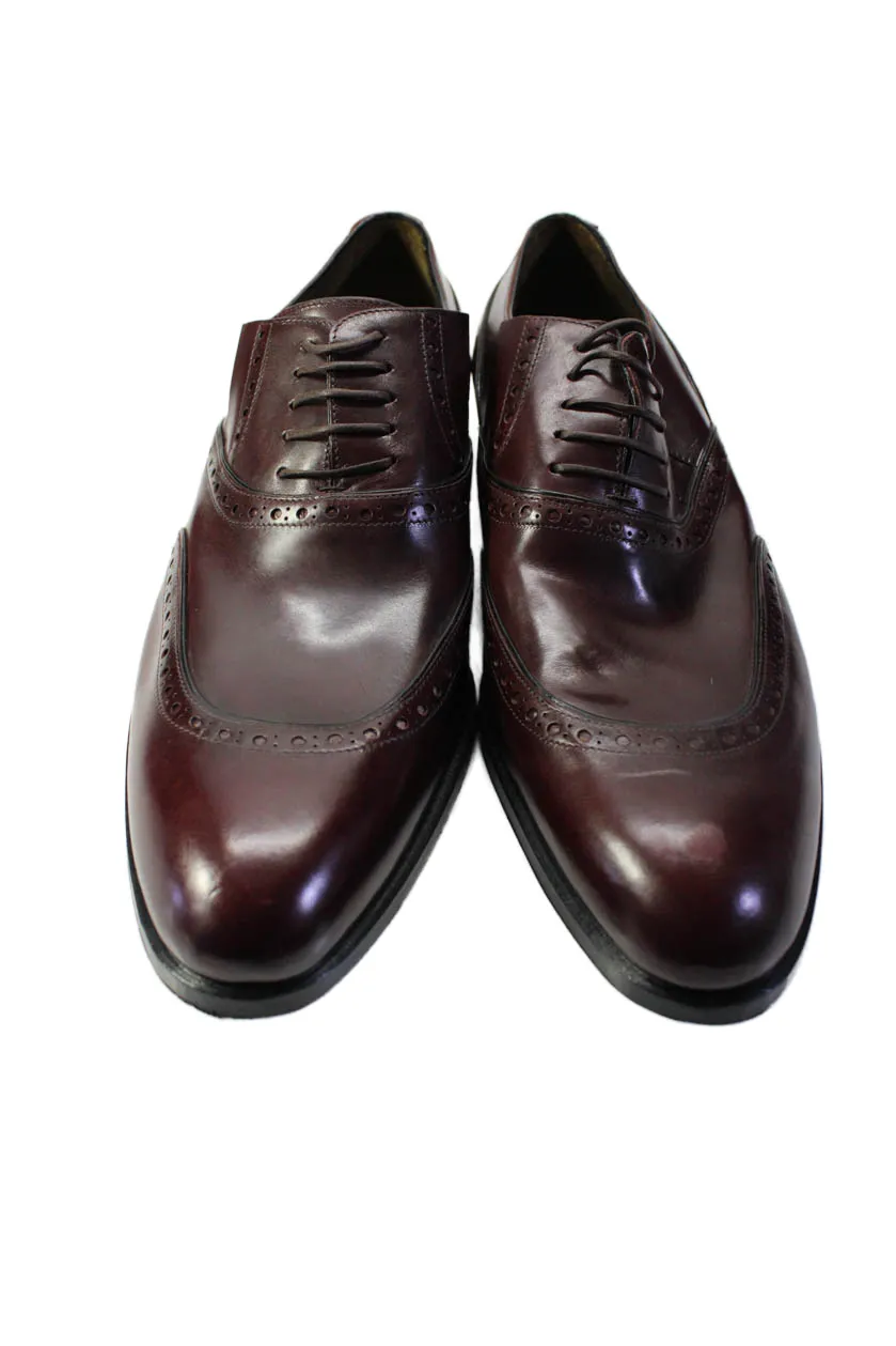 Tardini Mens Burgundy Genuine Cordovan Leather Brogue Oxford Shoes