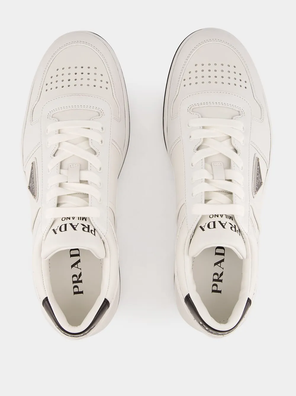 White and Black Downtown Leather Sneakers